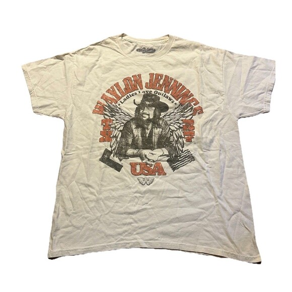 Waylon Jennings Ladies Love Outlaws T-Shirt Large USA Tour Graphic Tee - Picture 1 of 4